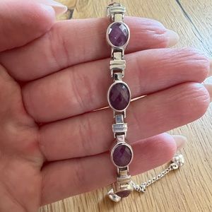 Jay king silver adjustable reversible stone and silver bracelet